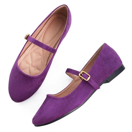 Image of LUXINYU Women's Slip on Flats,Classy Round Toe Solid Classic Mary Jane Ballet Dance Shoes Soft Comfortable PU Flat Shoes