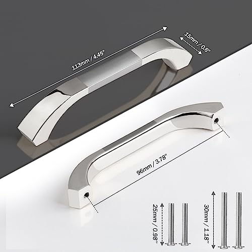 GUWINA 6 Stück Möbelgriffe Silber 96mm Lochabstand, Modern Gnade Silber Türgriffe Küche Schrank, Zinklegierung Schrankgriffe Schubladengriffe Küchengriffe Inklusive Schrauben