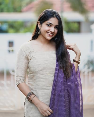 Image of GoSriKi Women's Chanderi Straight Solid Kurta with Pant & Dupatta