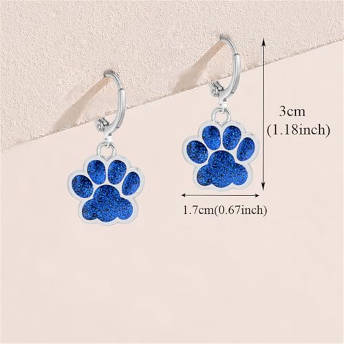 Dreuyet Paw Print Dangle Drop Hoop Earrings for Women Glitter Cute Puppy Dog Paw Hoop Earrings Huggie Charm Cat Paw Earrings Dainty Small Footprint Animal Earrings for Dog Cat Pet Lovers2