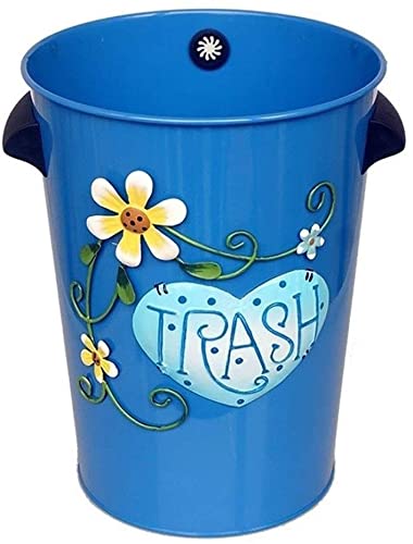 Poubelle métallique mignonne et imperméable petit panier de rangement rond bleu pour enfant
