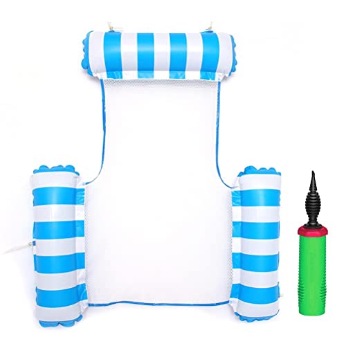 TIANTIAN Aufblasbarer Schwimmbad-Wasserstuhl mit 3 Rohren und Luftpumpe für den Sommer, Poolliege, Mehrzweck…