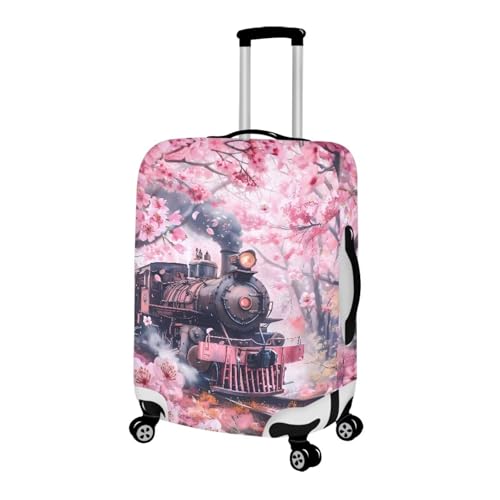 Cherry Blossom Train Print Carry On Luggage Cover Rolling Suitcase Protector with Zipper Closure Washable Wheeled Suitcases Covers for Large Suitcases2