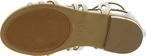 Forever Tory-63K Girls Rhinestone Glittering Cut Out Strap Gladiator Flat Dress Sandal,White Nub_T-63K,44