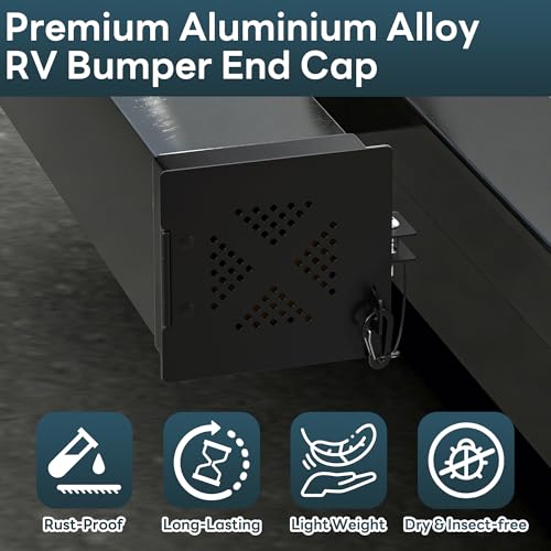 Oture 2-Pack Aluminum RV Bumper End Cap, Fits 4-Inch Square Bumpers, Secure Sewer Hose Storage with No-Insect Vents, Must-Have Trailer Accessories