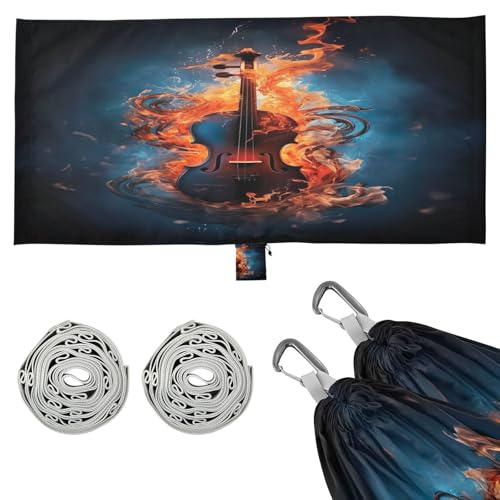 Haskirky Fire Guitar Camping Hammock, Single Portable Hammocks with Tree Straps & Attached Carry Bag, 330Lbs Capacity Perfect for Outside Indoor Hiking Beach Backpack Travel