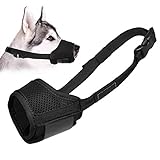 LUCKYPAW Dog Muzzle Anti Biting Barking and Chewing, with Comfortable Mesh Soft Fabric and Adjustable Strap, Suitable for Small, Medium and Large Dogs (XS, Black)