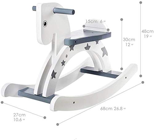 Labebe Baby Schaukelpferd Holz, Schaukelpferd Grau mit Stern für Baby 1-3 Jahre Alt, Schaukel Pferd/Schaukel Klein… – Bild 8