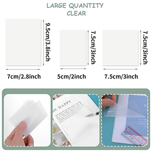 Image of Levin 150 Sheets Clear Sticky Note Pads, 3 Sizes Transparent Sticky Notes Pads Set Waterproof Self-Adhesive Translucent Memo Tabs, Books Annotating Message Reminder for School, Office