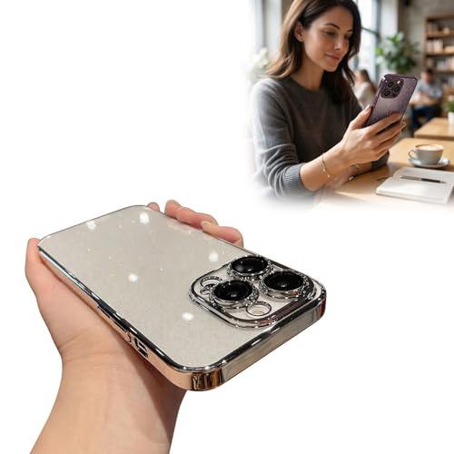 Luxury Glitter Plating Case, Bling Sparkle Shockproof Phone Slim Cover with Camera Protector, PC Sparkly Flexible Plating Cover 
