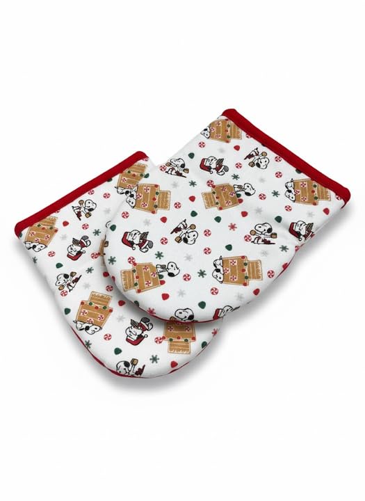 Mini guantes de cocina con temática navideña, 2 unidades, resistentes al calor, con aislamiento, ideales para manejar utensilios de cocina calientes, agarre antideslizante (luces de Navidad)