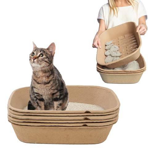 Kitty Sift (Set of 1 Litter Box & 5 Sifting Liners) Sustainable, Clean, Sifting, Disposable Cat Litter Box Kit - Large, 6-Set Kit