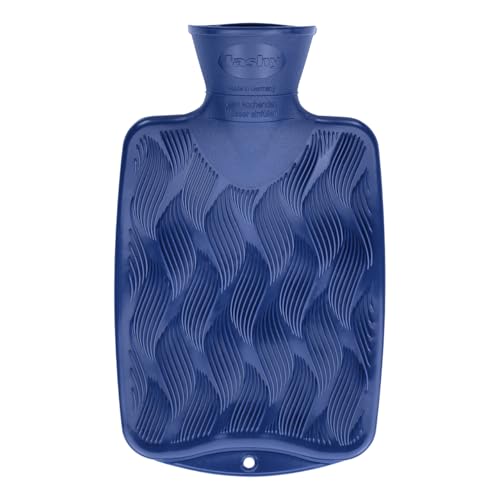 Fashy kleine Wärmflasche mit 3D Oberfläche, 6404, 0,8 L, Blau