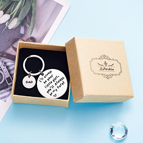 Lparkin I'll Always Be Your Little Girl.you Will Always Be My Hero Keychain, Stainless Steel (White) #TOP5