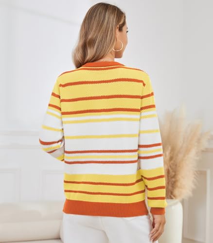 Image of ANCAPELION Women's Christmas Sweater Pullover Vintage Color Block Chunky Knit Sweater Tops