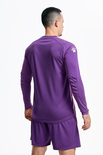 KELME Men's Soccer Goalie Jerseys,Padded Goalkeeper Kit,Youth Goalie Shirt and Pants with Socks Purple Large - Thumbnail 2