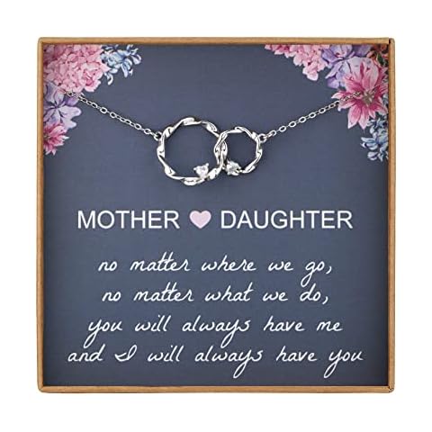 AnalysisyLove Mom Gifts, Sterling Silver Circles Necklaces for Women, Mama Necklace, Daughter Birthday Gift from Mum, Mothers Day Jewelry for Her Cover