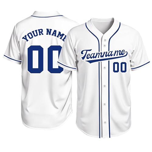 Image of Custom Baseball Jersey Personalized Stitched or Printed Name Number Baseball Shirt Sports Uniform Gifts for Men Women Youth