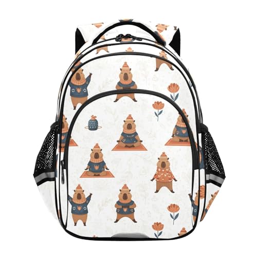 Emelivor Capybara Sports White Kids Backpack Cute School Backpacks Toddler Bookbag Daypacks for Boys,S