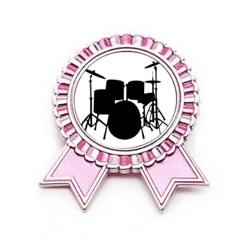 Broche pour batterie de musique rose en métal pour veste M