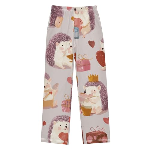 Hedgehog with Love Boys Long Pants Soft Trousers Elastic Waist Kids Lounge Bottoms with Pockets S-XL