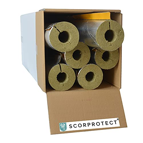 Caja de cartón completo con revestimiento de aluminio, aislamiento de tuberías, lana de roca con conductividad térmica 0.040 (lana de roca, 54 x 40 mm x 1 metro)