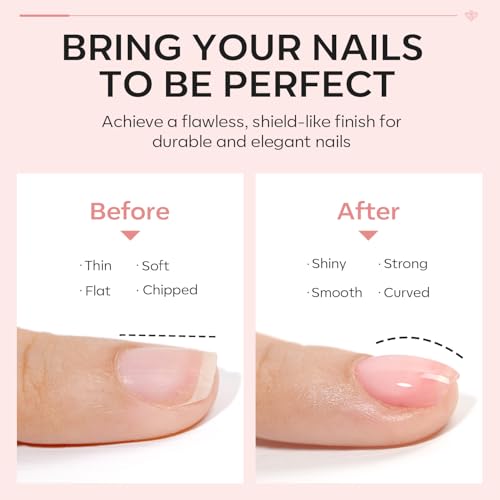 Image of modelones Builder Nail Gel with Gel Top Coat, 8-In-One Nude Pink Builder Acid Free Top Coat for Color Rubber Base Nail Polish Thickening Apex Building Shine Finish, LED Lamp Cured 10ml Home DIY Salon