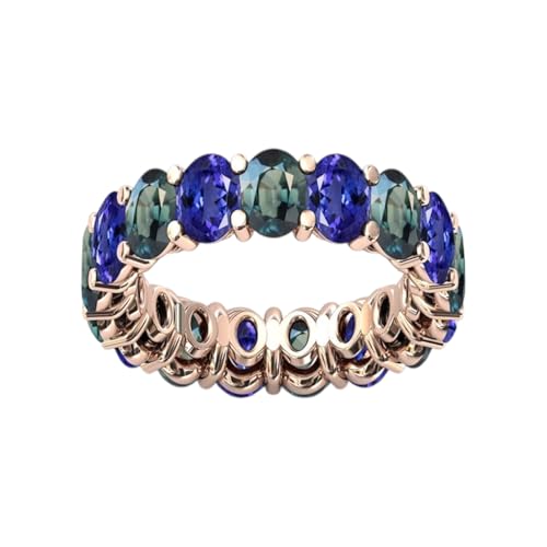 Teal Sapphire Eternity Ring, For Women Multi Gemstone Cluster Wedding Band 925 Sterling Silver Blue Sapphire Promise Ring Anniversary Birthday Mother's Day Valentine's Jewelry2