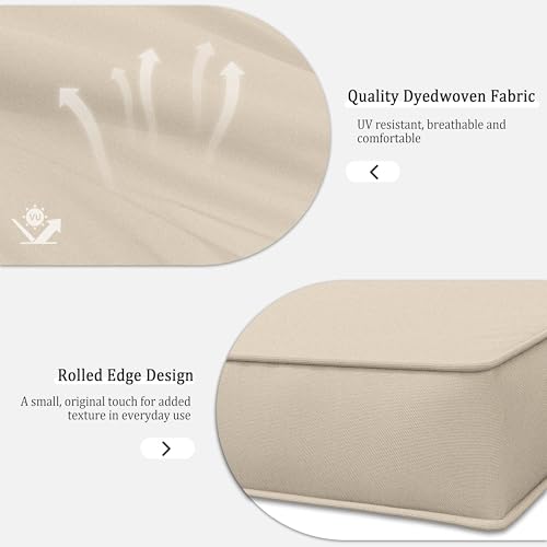 Tounosnt 14 Pcs Outdoor Patio Cushion Covers, Replaceable Waterproof Furniture Covers, Outdoor Non-Slip Covers with Zippers, Couch 3 Sizes for Backyard Garden, Covers Only, Cream by Tounosnt - Image 3