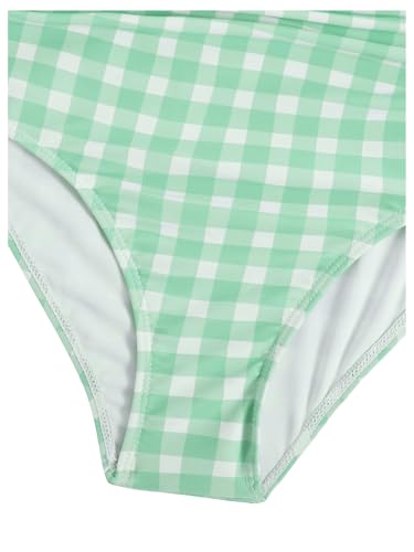 Image of Floerns Girl's Gingham Print Ruched Cut Out Knot Front One Piece Swimsuit