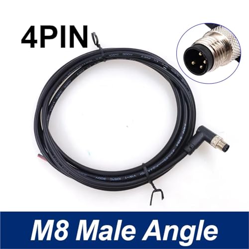 Conector M8 de 4 pines macho acodado con cable para sensor industrial de 2m 2