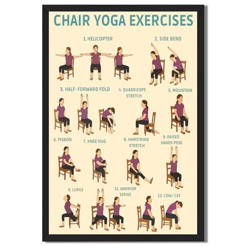 Licpach Chair Yoga Exercises Poster Fitness Instruction
