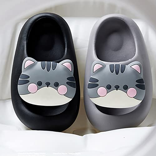 Boys Girls Toddler Little Kid Cloud Slides Sandals Thick Sole Cartoon Slippers Shower Bathroom (Black, 13 Little Child)2