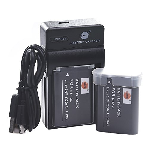 DSTE NB-12L Li-ION Batterie (2-Pack) et Chargeur USB Costume Compatible pour Canon LEGRIA Mini X PowerShot N100 PowerShot G1 X Mark II