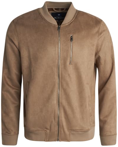 Ben Sherman Men's Bomber Jacket - Cozy Full Zip Up Faux Suede Bomber Jacket for Men - Casual Mens Suede Jacket (S-XL)