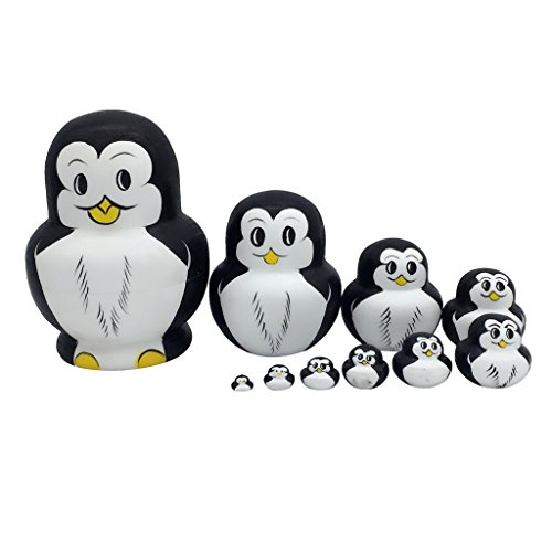 Preisvergleich Produktbild MagiDeal Russische Pinguin Puppen Matroschka, Matruschka, Matrjoschka, Babuschka 10-TLG