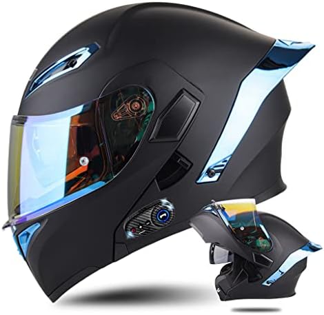Bluetooth Full Face Motorcycle Helmet Flip Up Front Sport Breathable Comfortable Motocross Men's Women's Helmet Racing Modular Off-Road MTB Integrated Helmet DOT Certified-I||Large