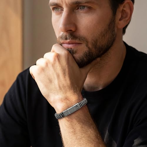Pulsera para hombre de acero inoxidable 8mm con grabado bíblico miniatura 4