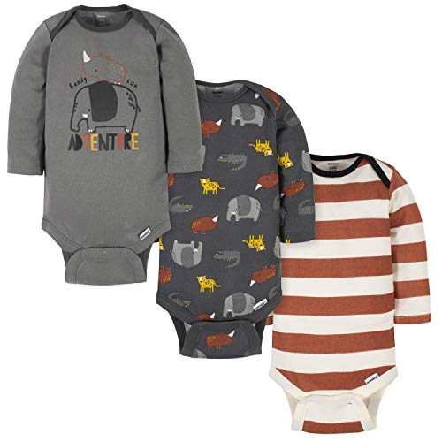 Image of Gerber Baby Boys 3-Pack Long Sleeve Onesies Bodysuit