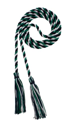 Image of Graduation Honor Cord - Navy /DKGREEN /White - Every School Color Available - Made in USA