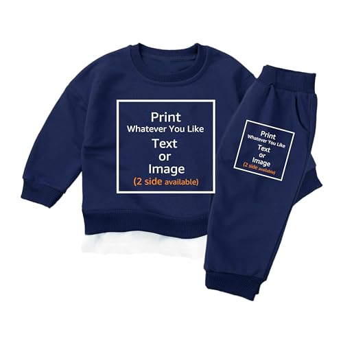 MYGBCPJS Boys Girls Customize Sweatsuit Long Sleeve Kids Custom Sweatshirt & Sweatpants Outfits Set Add Own Name Text Image