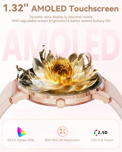 Image of Smart Watch for Women, 1.32'' AMOLED Smart Watch with Bluetooth Calls(Answer&Make), Heart Rate, SpO2, Sleep Monitor, 110+ Sport Modes Fitness Tracker for Android /iPhone