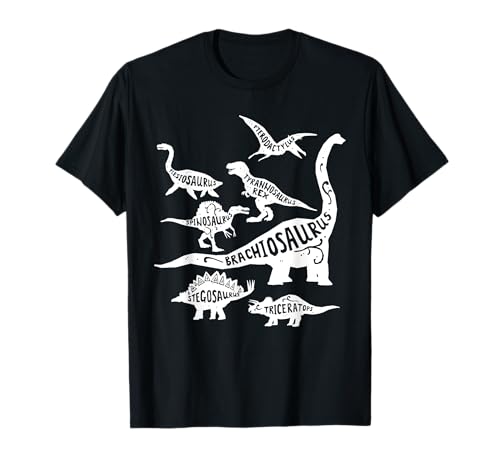 Types Of Dinosaurs T-Shirt Kids Dino Identification Tee T-Shirt