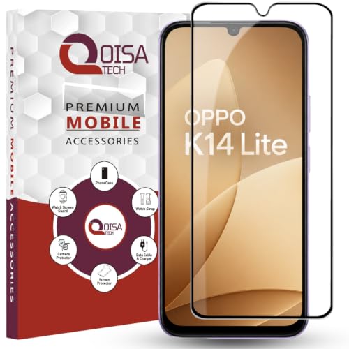 Image of Premium Tempered Glass Screen Protector Guard For Oppo K14 Lite 4G (6.8 Inch, Pack of 1) | Edge to Edge Coverage With Easy to installation kit