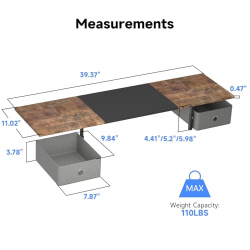 Ordinateur et double écran surélevés grâce au support Suptek avec tiroirs de rangement - 3