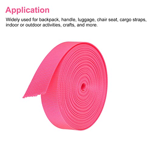 Image of MECCANIXITY Flat Nylon Webbing Strap 1 Inch 10 Yards Neon Red for Backpack, Luggage-rack
