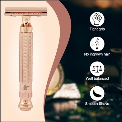 Image of PEARL Shaving Double Edge Close Comb Safety Razor L-55 (Mellow Apricot) Made With Brass Metal Father Day Gift Option