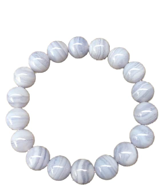Bracelet agate dentelle bleue 12mm cadeau idéal porte-bonheur et prospérité mixte