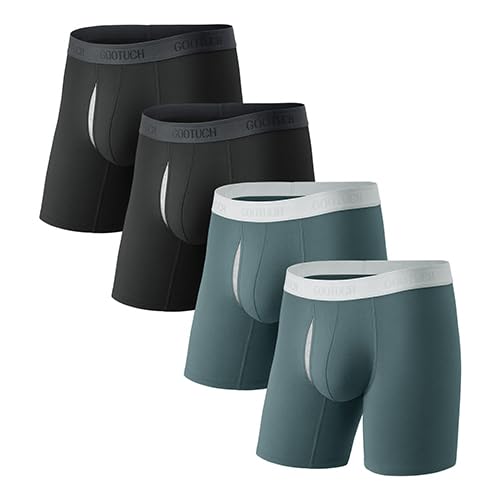 GOOTUCH Men's Odor Control Cotton Boxer Briefs, Moisture Wicking Sweat-Out Softer Underwear, Durable & Anti Chafe (2&4 pack)