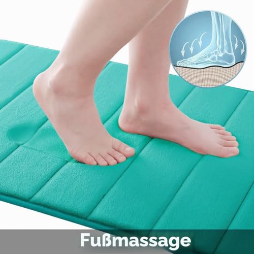 Homaxy Memory Foam Dick Badezimmerteppich, 41 x 61 cm, Pfau Grün – Ansicht 2